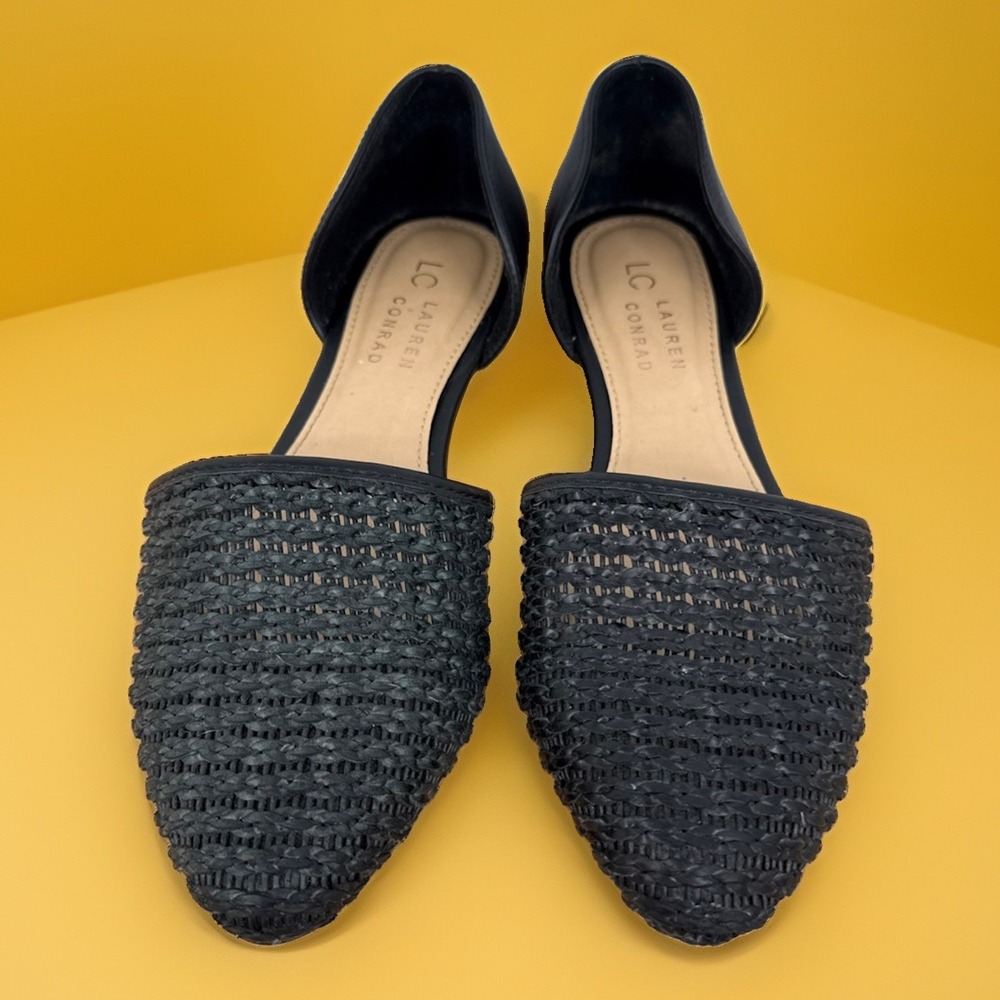 Lauren Conrad Shoes Women 8M Calcite D Orsay Slip On Flats Black Faux Leather
